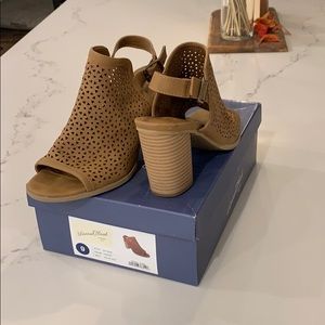 Brown Open Toe Booties